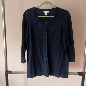 Navy button sweater